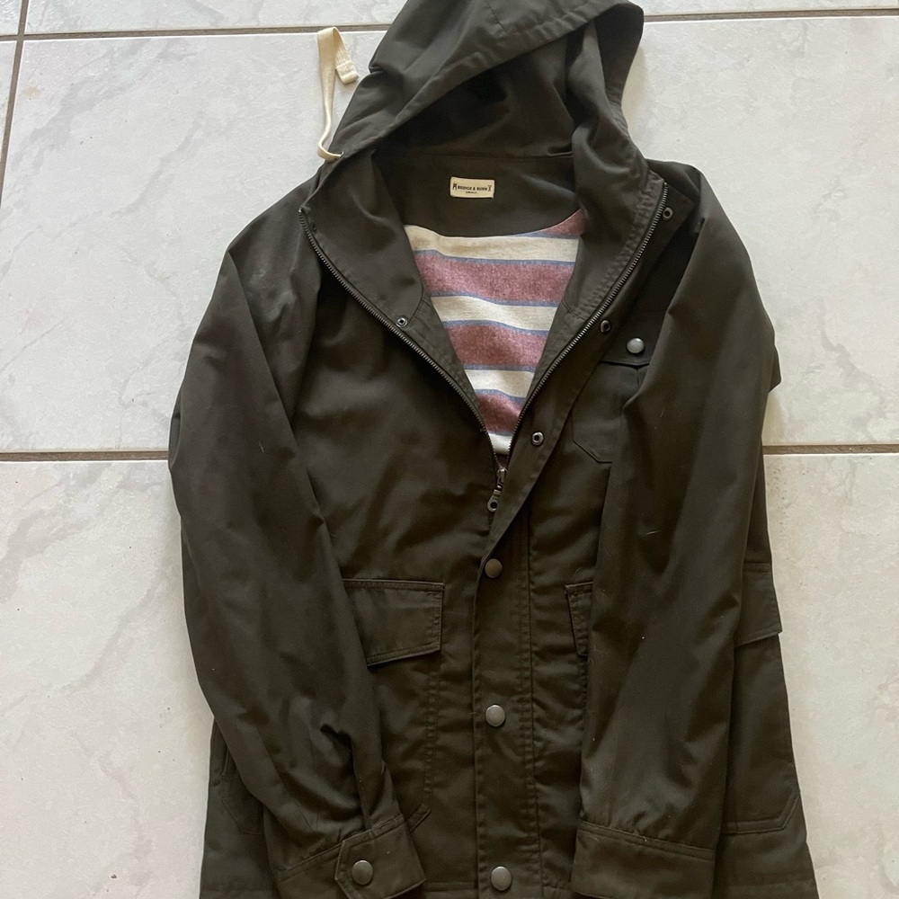 Men's Olive Hooded Military Jacket never worn